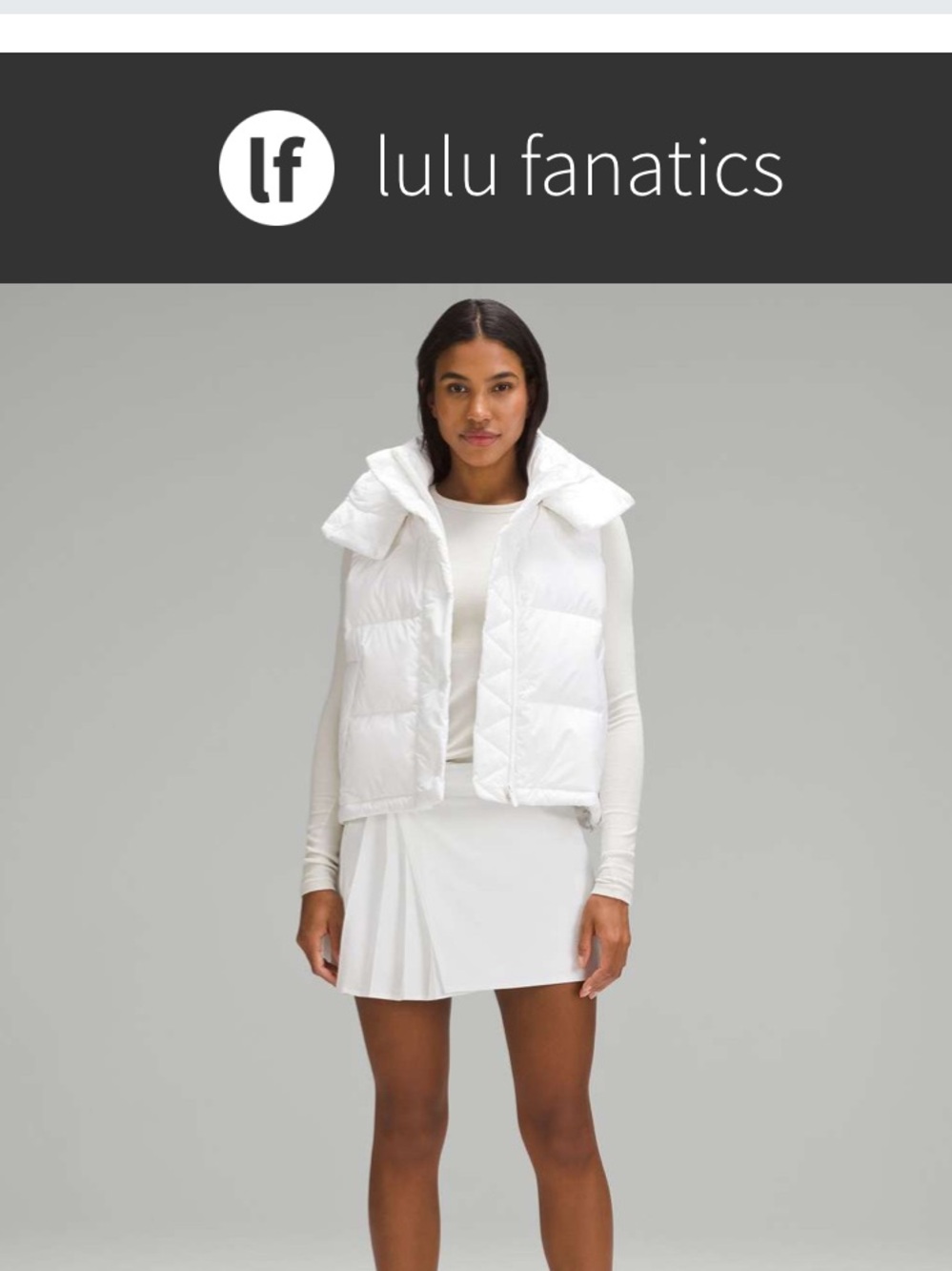 Lululemon Wunder Puff Cropped Vest Sz 8 White 600 Fill Power Goose Down
